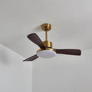Brass Stem Wood Fan Light
