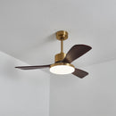Brass Stem Wood Fan Light
