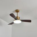 Brass Stem Wood Fan Light