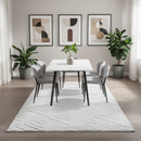 Patterned White Plush Area Rug