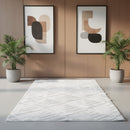 Patterned White Plush Area Rug