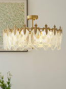 Lustre de teto de agrupamento de pétalas de vidro