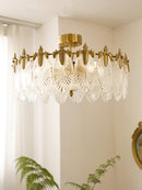 Lustre de teto de agrupamento de pétalas de vidro
