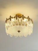 Lustre de teto de agrupamento de pétalas de vidro