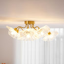 Elegant Lotus Leaf Glass Ceiling Fixture