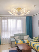 Elegant Lotus Leaf Glass Ceiling Fixture