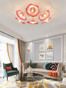 Elegant Lotus Leaf Glass Ceiling Fixture