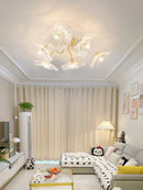 Elegant Lotus Leaf Glass Ceiling Fixture