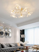 Elegant Lotus Leaf Glass Ceiling Fixture
