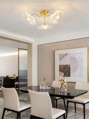 Elegant Lotus Leaf Glass Ceiling Fixture