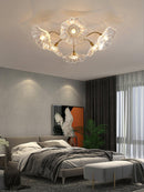 Elegant Lotus Leaf Glass Ceiling Fixture