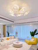 Elegant Lotus Leaf Glass Ceiling Fixture