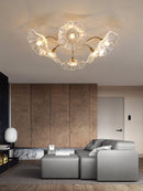 Elegant Lotus Leaf Glass Ceiling Fixture