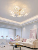 Elegant Lotus Leaf Glass Ceiling Fixture