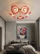 Elegant Lotus Leaf Glass Ceiling Fixture