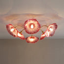 Elegant Lotus Leaf Glass Ceiling Fixture