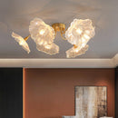Elegant Lotus Leaf Glass Ceiling Fixture