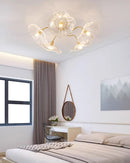 Elegant Lotus Leaf Glass Ceiling Fixture