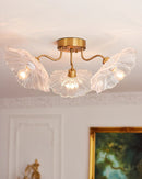Elegant Lotus Leaf Glass Ceiling Fixture