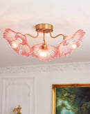 Elegant Lotus Leaf Glass Ceiling Fixture