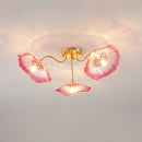 Elegant Lotus Leaf Glass Ceiling Fixture