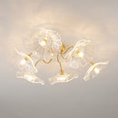 Elegant Lotus Leaf Glass Ceiling Fixture