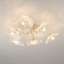 Elegant Lotus Leaf Glass Ceiling Fixture