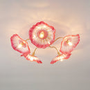 Elegant Lotus Leaf Glass Ceiling Fixture