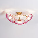 Elegant Lotus Leaf Glass Ceiling Fixture