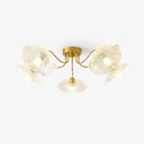 Elegant Lotus Leaf Glass Ceiling Fixture