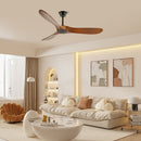 Ventilador de teto com pás de madeira curvadas