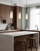 Modern Alabaster Globe Pendant Light with Brass Finish