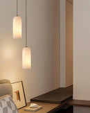 Modern Alabaster Globe Pendant Light with Brass Finish