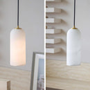 Modern Alabaster Globe Pendant Light with Brass Finish