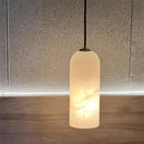 Modern Alabaster Globe Pendant Light with Brass Finish