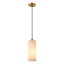 Modern Alabaster Globe Pendant Light with Brass Finish