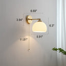 Modern Nordic Frosted White Glass & Brass Pull-Chain 1-Light Wall Sconce
