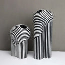 Optical Stripe Ceramic Vessel