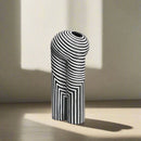 Optical Stripe Ceramic Vessel