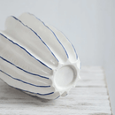 Pinstripe Pleated Ceramic Vase