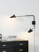 Adjustable Long Arm Metal Wall Sconce with Rotating Shade