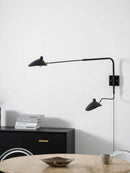 Adjustable Long Arm Metal Wall Sconce with Rotating Shade