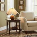Wood Base Desk Lamp with Linen Shade and Plug
