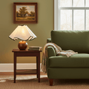 Wood Base Desk Lamp with Linen Shade and Plug