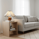 Wood Base Desk Lamp with Linen Shade and Plug