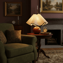 Wood Base Desk Lamp with Linen Shade and Plug