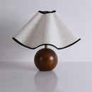 Wood Base Desk Lamp with Linen Shade and Plug