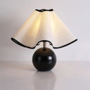 Wood Base Desk Lamp with Linen Shade and Plug
