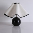 Wood Base Desk Lamp with Linen Shade and Plug