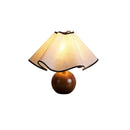 Wood Base Desk Lamp with Linen Shade and Plug